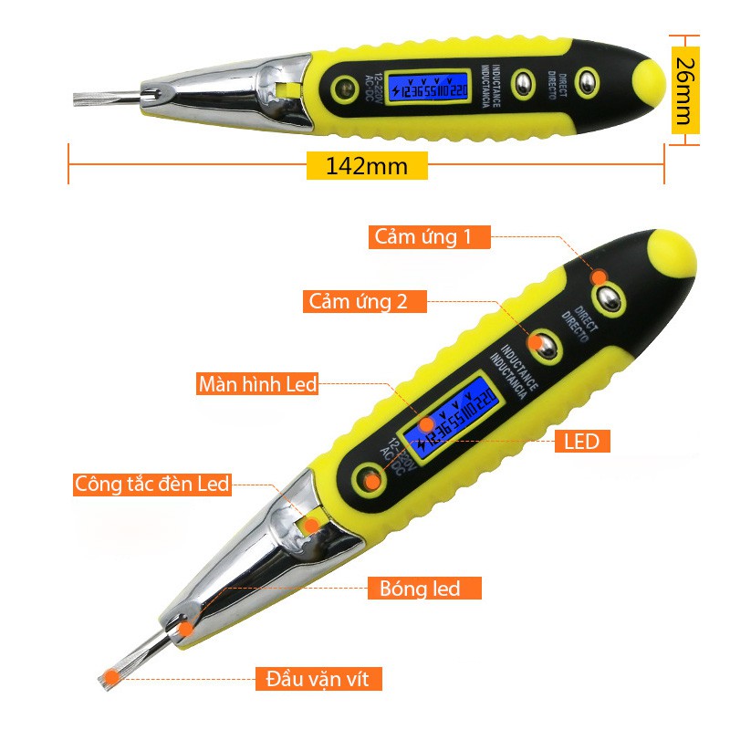 Bút thử điện có đèn Led không tiếp xúc đa năng thông minh - Bút thử thông mạch