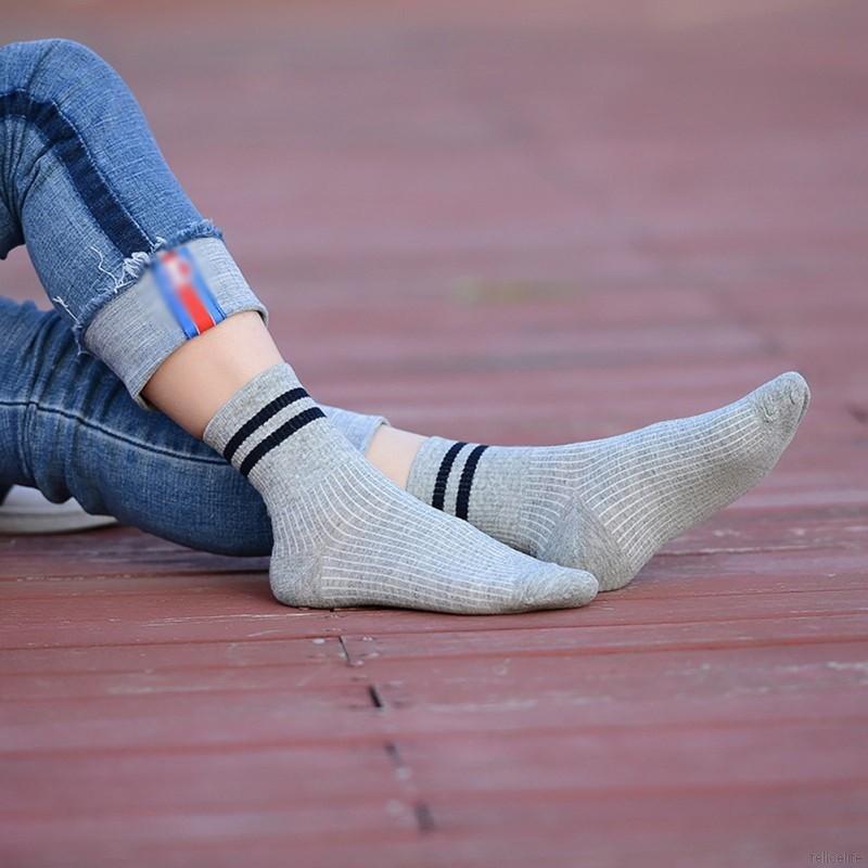 Tất cotton thể thao kẻ sọc cho nữ