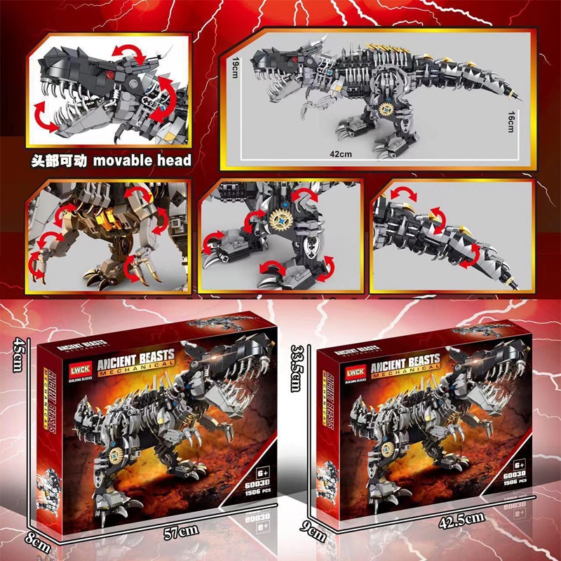 Đồ chơi Lắp ráp Khủng Long máy biến hình, Lewan 60030 Mechanic Dinosaur, Xếp hình thông minh, Mô hình khủng long