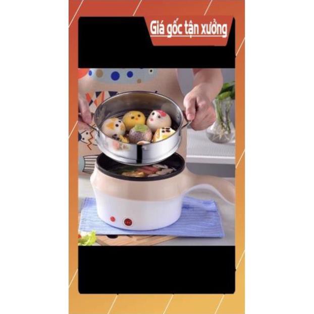 Chảo lẩu, nồi lẩu điện mini có tay cầm tặng kèm xửng hấp tiện dụng