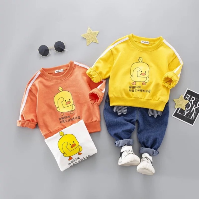 Set bộ quần áo thu đông trẻ em mẫu Gà Con ( size từ 8-18kg)