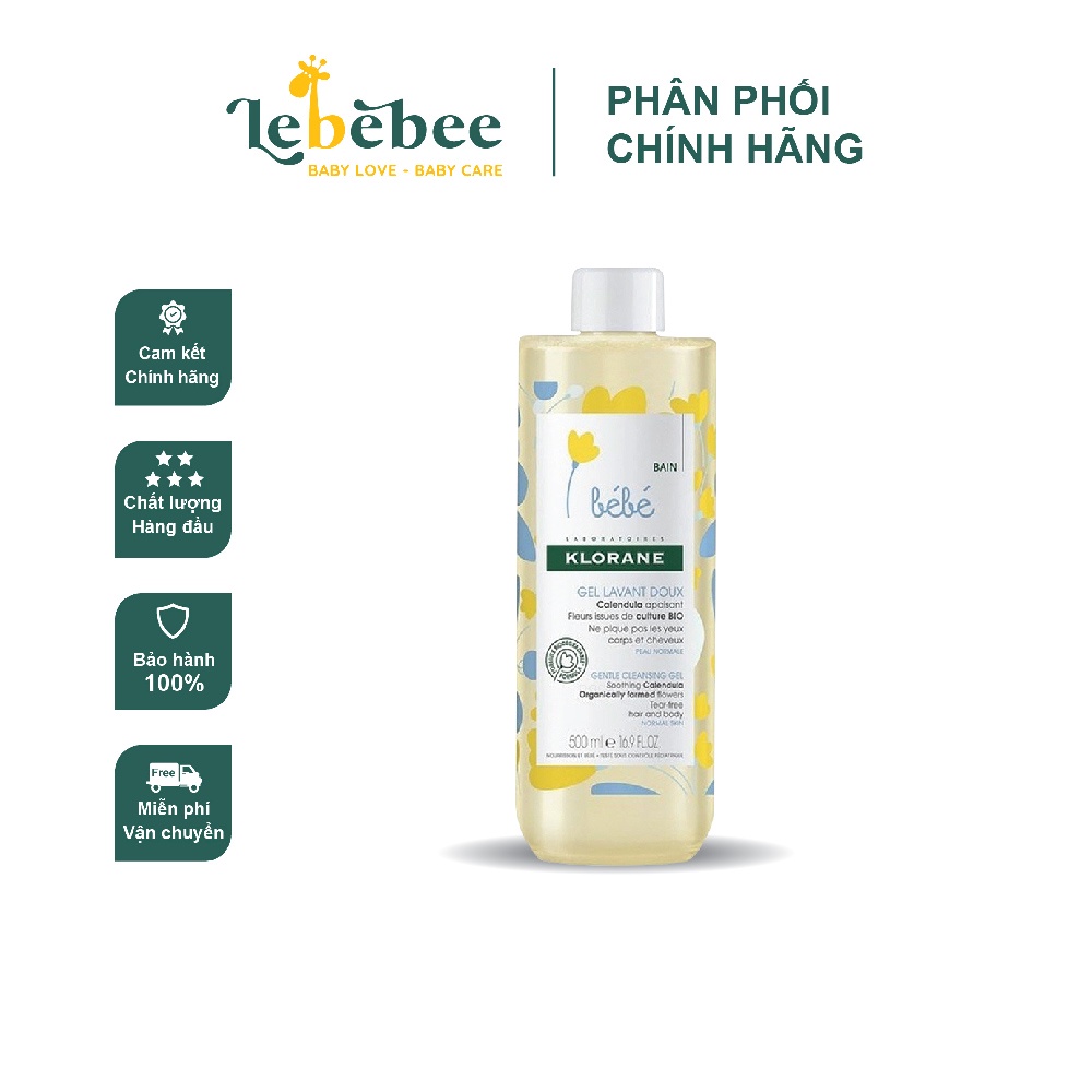 Sữa tắm gội Pháp Bebe Klorane 500ml cho bé từ sơ sinh