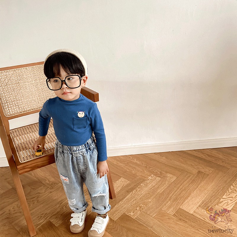 Áo Cổ Cao Họa Tiết Hoạt Hình Thời Trang Hàn Quốc Cho Bé