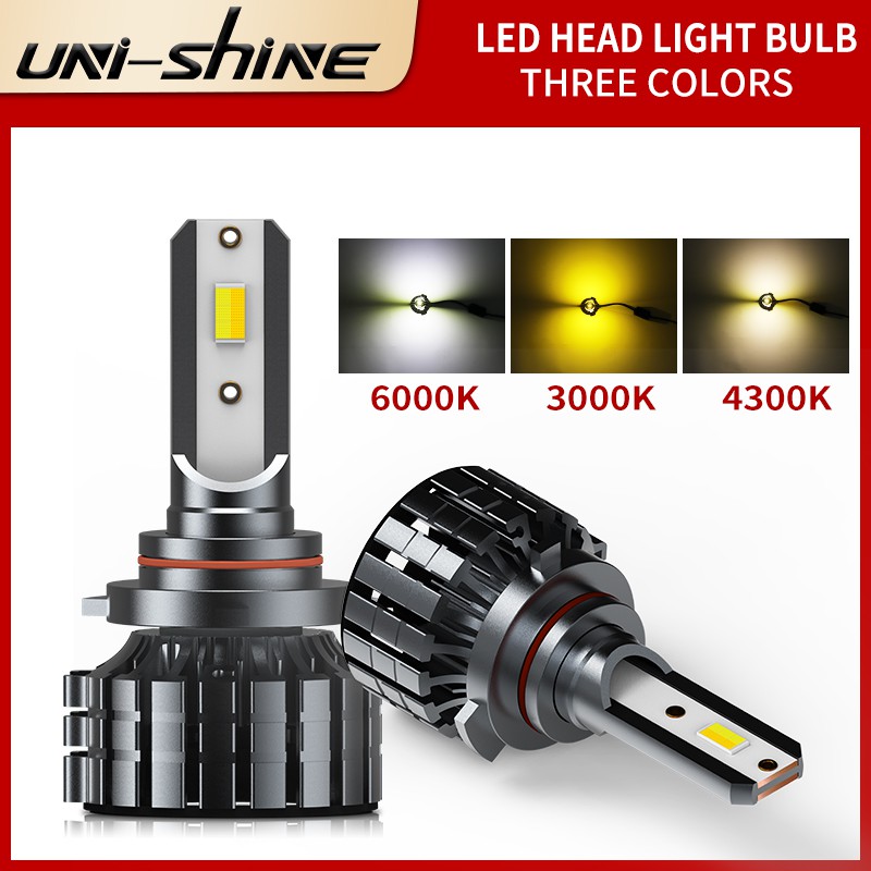 Cặp đèn pha phá sương mù UNI-SHINE LED 3 màu 3000K 4300K 6000K H1 H3 H8 H11 Canbus HB3 HB4 H7 12V 24V 12000LM cho xe hơi