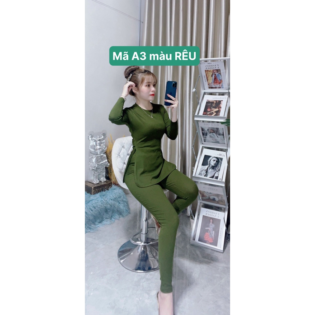 ( HÌNH THẬT) Sét bộ nữ thun len gân tay dài sang chảnh , big size cho nàng mặc ở nhà, dạo phố MÃ A3