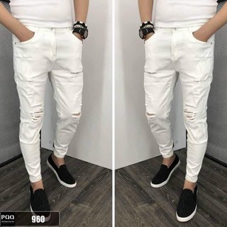 Quần Jean Nam Rách Gối Trắng mã 960