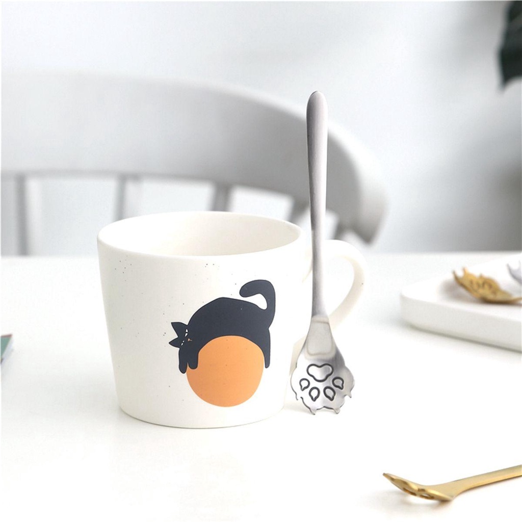 Muỗng Cà Phê Bằng Thép Không Gỉ Hình Dấu Chân Chó Mèo Dễ Thương