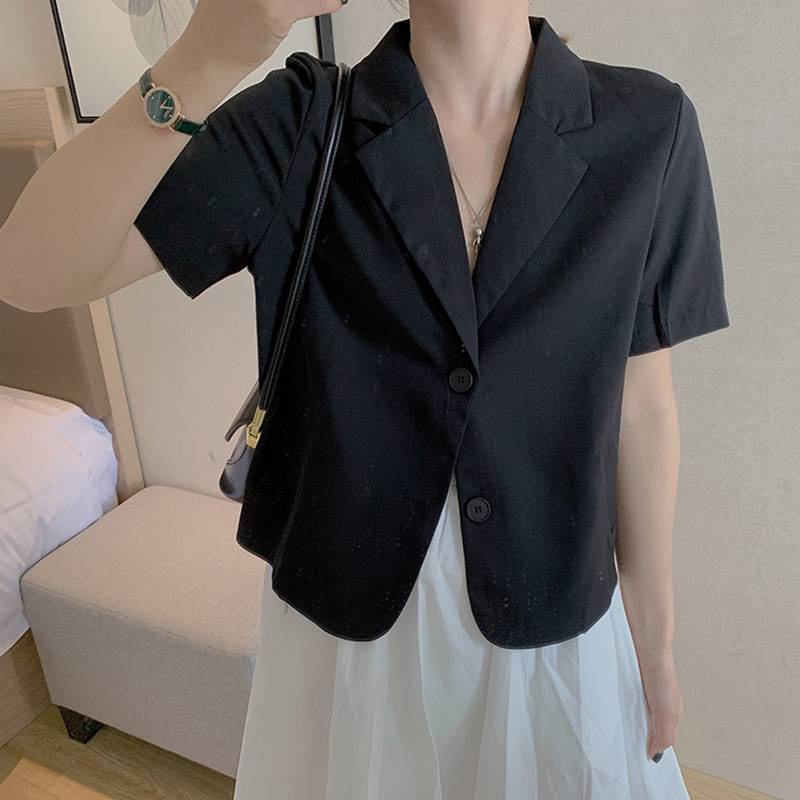 Áo ngắn tay áo cổ chữ V ve áo rời thời trang mùa hè giản dị cho nữ | BigBuy360 - bigbuy360.vn