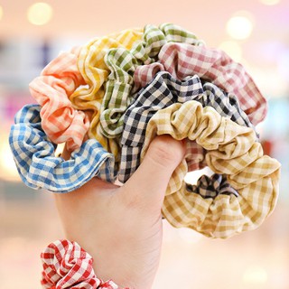 scrunchies dây cột tóc vải caro xinh xắn cho Nữ kèm ảnh thật