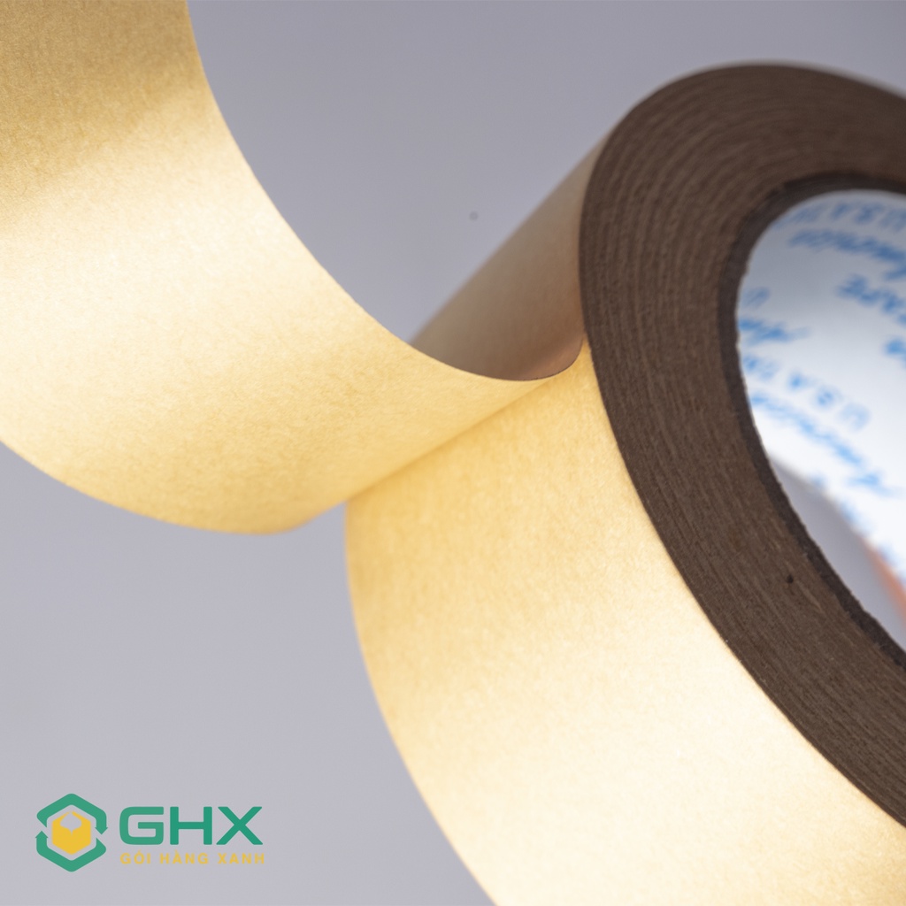 Băng keo Giấy Kraft da bò Gói hàng XANH GHX - Loại Tốt - Mặt nhám, chống thấm, viết chữ được - Thay băng keo trong nilon
