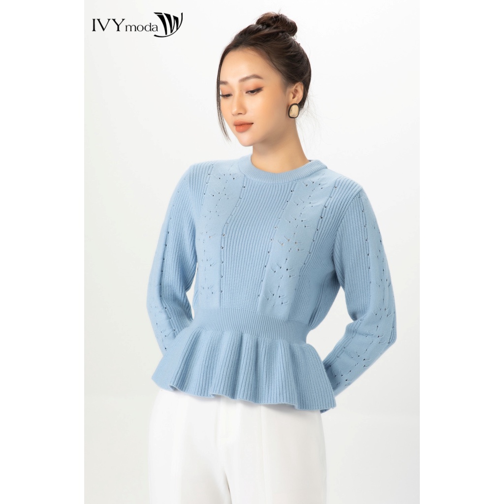 [NHẬP WABRTL5 GIẢM 10% TỐI ĐA 50K ĐH 250K ]Áo len nữ dáng peplum IVY moda MS 58B8877