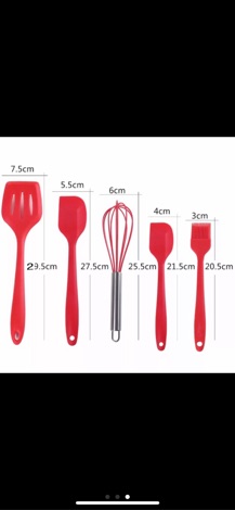 Bộ 5 chổi phới spatula silicon đỏ cao cấp
