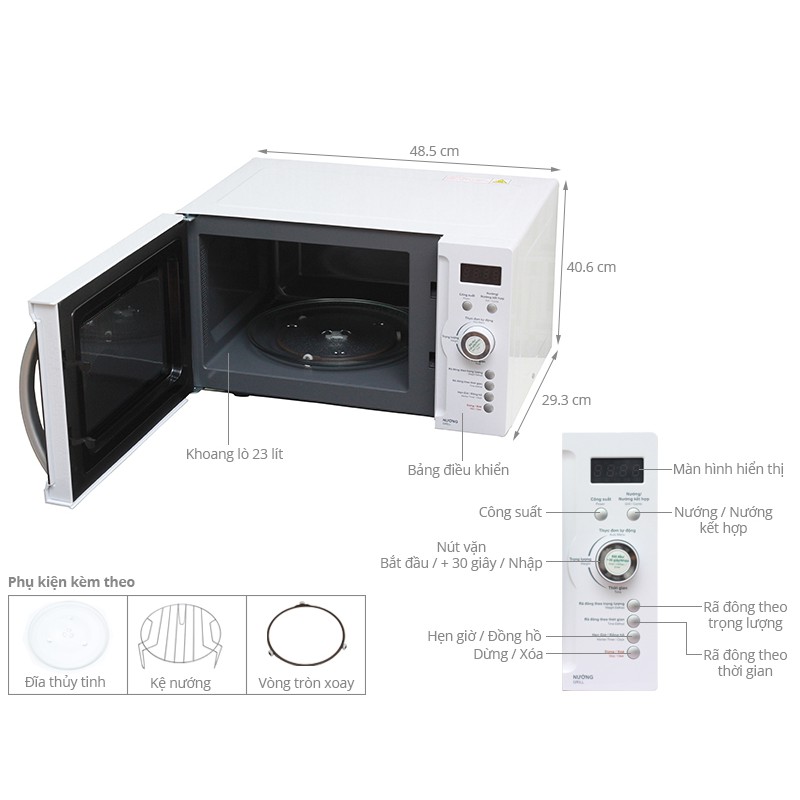 Lò vi sóng Sharp  R-G371VN-W 23 lít có nướng nấu, hâm nóng, rã đông / Trưng bày/ Bh 12 tháng