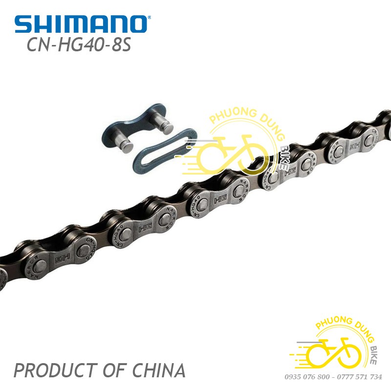 Xích sên xe đạp SHIMANO CN-HG40 118L 8 Speed - Fullbox Hàng Chính Hãng