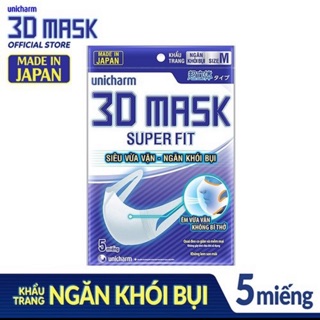 Combo 5 cái khẩu trang 3D Mask Unicharm Super Fit của Nhật Bản
