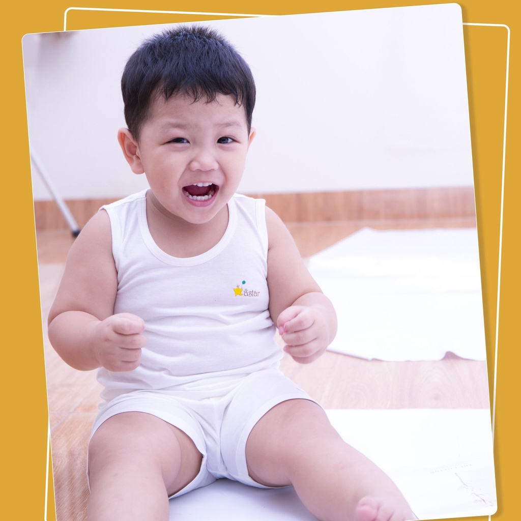 Bộ ba lỗ Astar họa tiết trơn cho bé 5-15kg