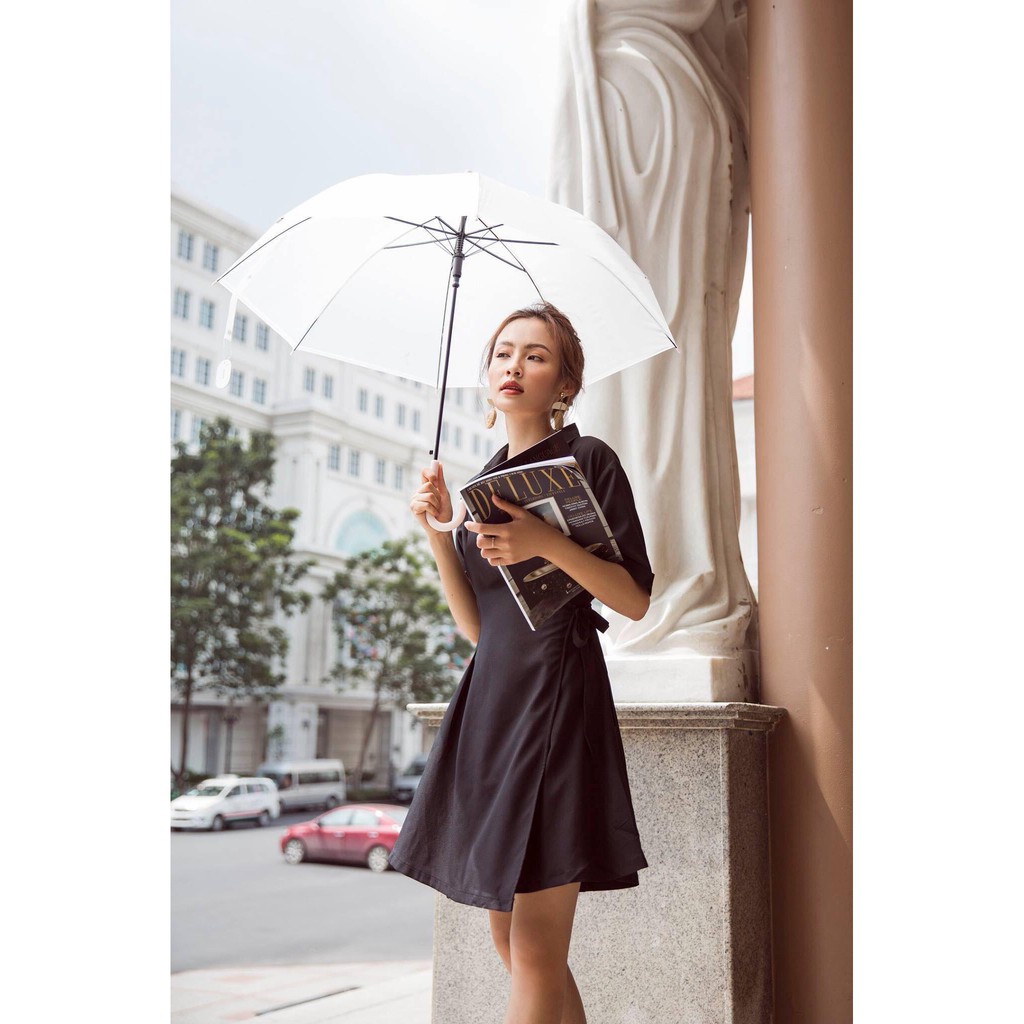 Váy xoè vạt chéo thắt nơ eo hàng TK - D352