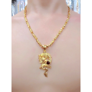 dây chuyền nam mặt rồng uốn mình ngậm ngọc mạ vàng 24k