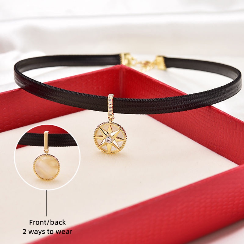 Vòng Cổ Choker Da Đính Đá Thời Trang Cá Tính Dành Cho Nữ