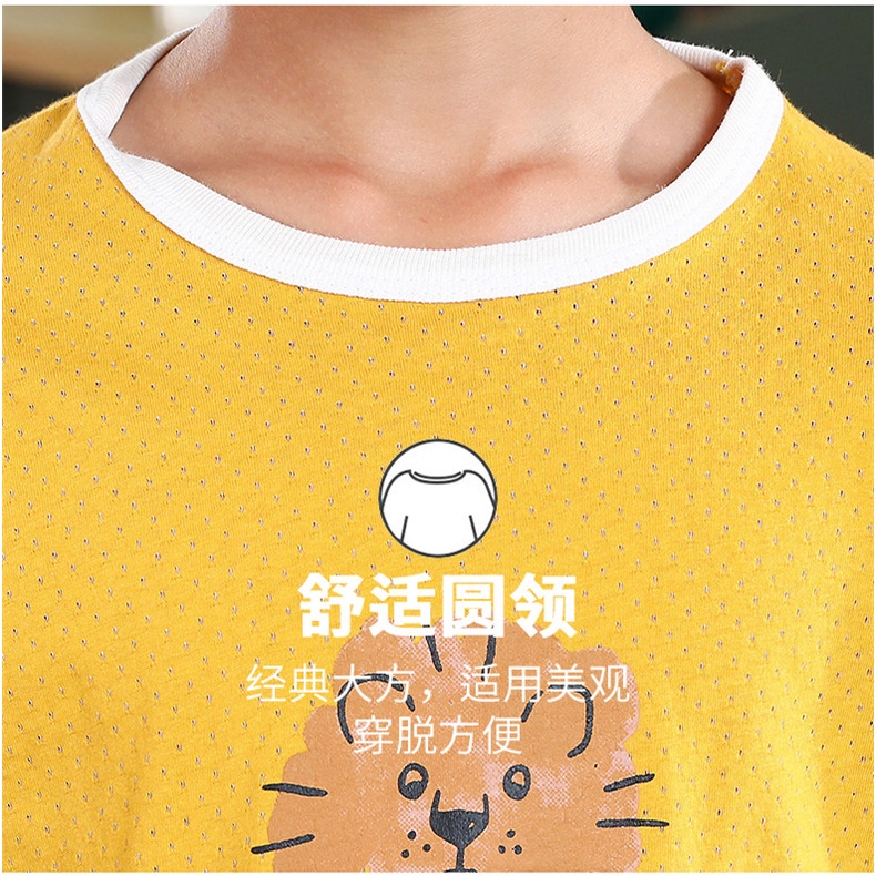 Bộ Đồ Ngủ Tay Dài 3 / 4 Bằng Cotton Thoáng Khí Dành Cho Bé Trai Gái 90-150cm