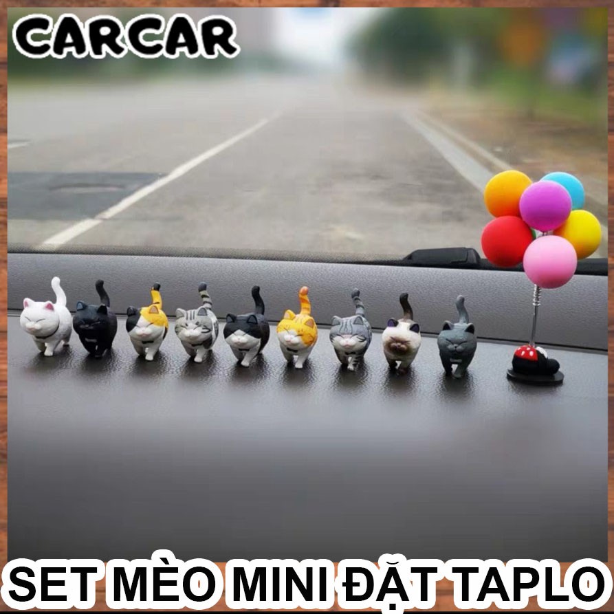 Set mèo mini dễ thương trang trí taplo ô tô