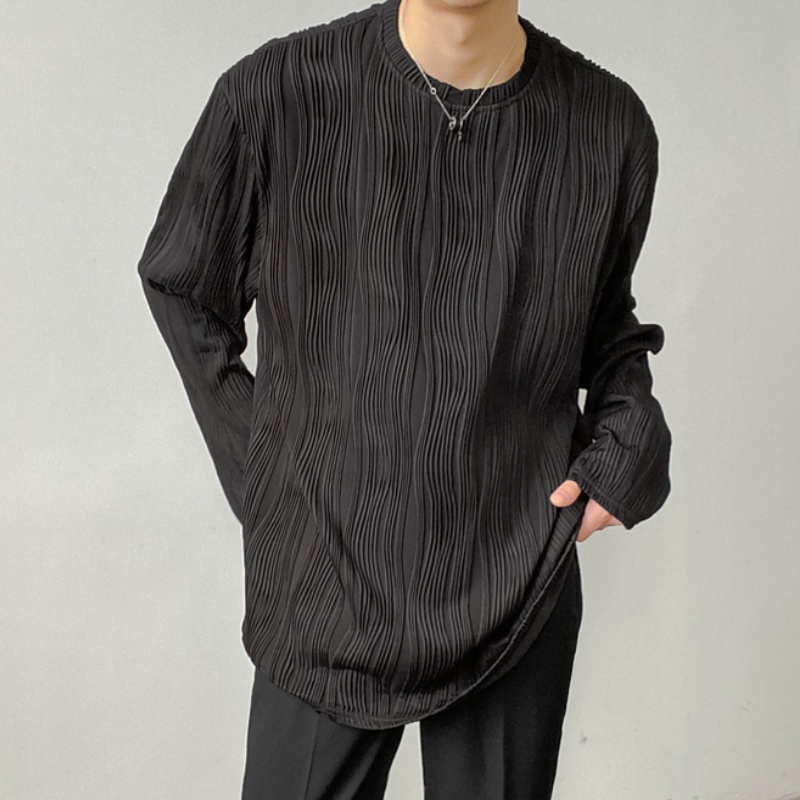 Áo thun dài tay họa tiết kẻ sọc thời trang thanh lịch cho nam