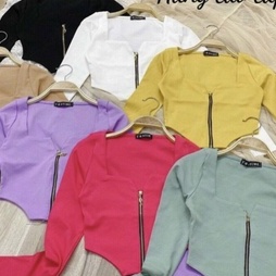 áo tay dài dây kéo giữa nhọn tà likx