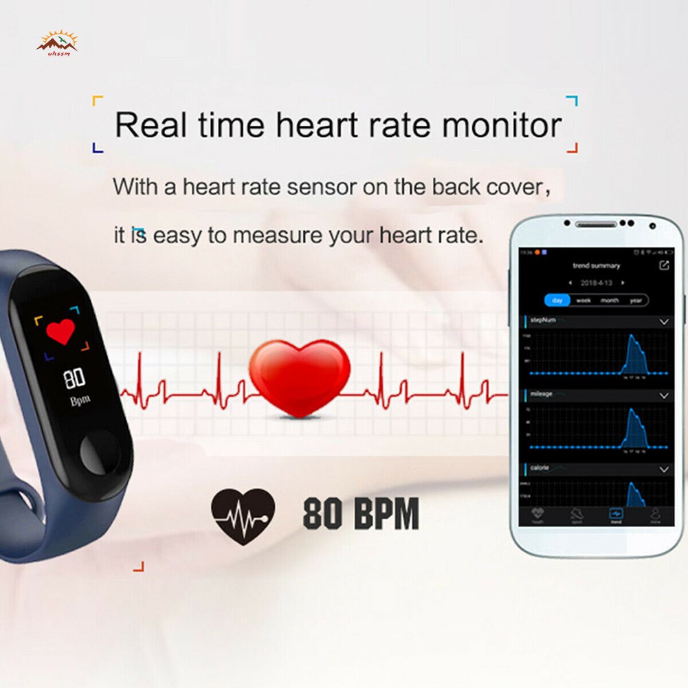 Đồng hồ thông minh XQ với màn hình 0.96in TFT đo nhịp tim theo dõi giấc ngủ chống nước