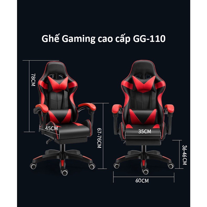 Ghế Gaming Cao Cấp - Ghế Xoay Chất Liệu Da PU,Chân Nhựa - Có Massage, Gác Chân - Tặng Gối Tựa Cổ - Đủ Màu - MẪU HOT2022