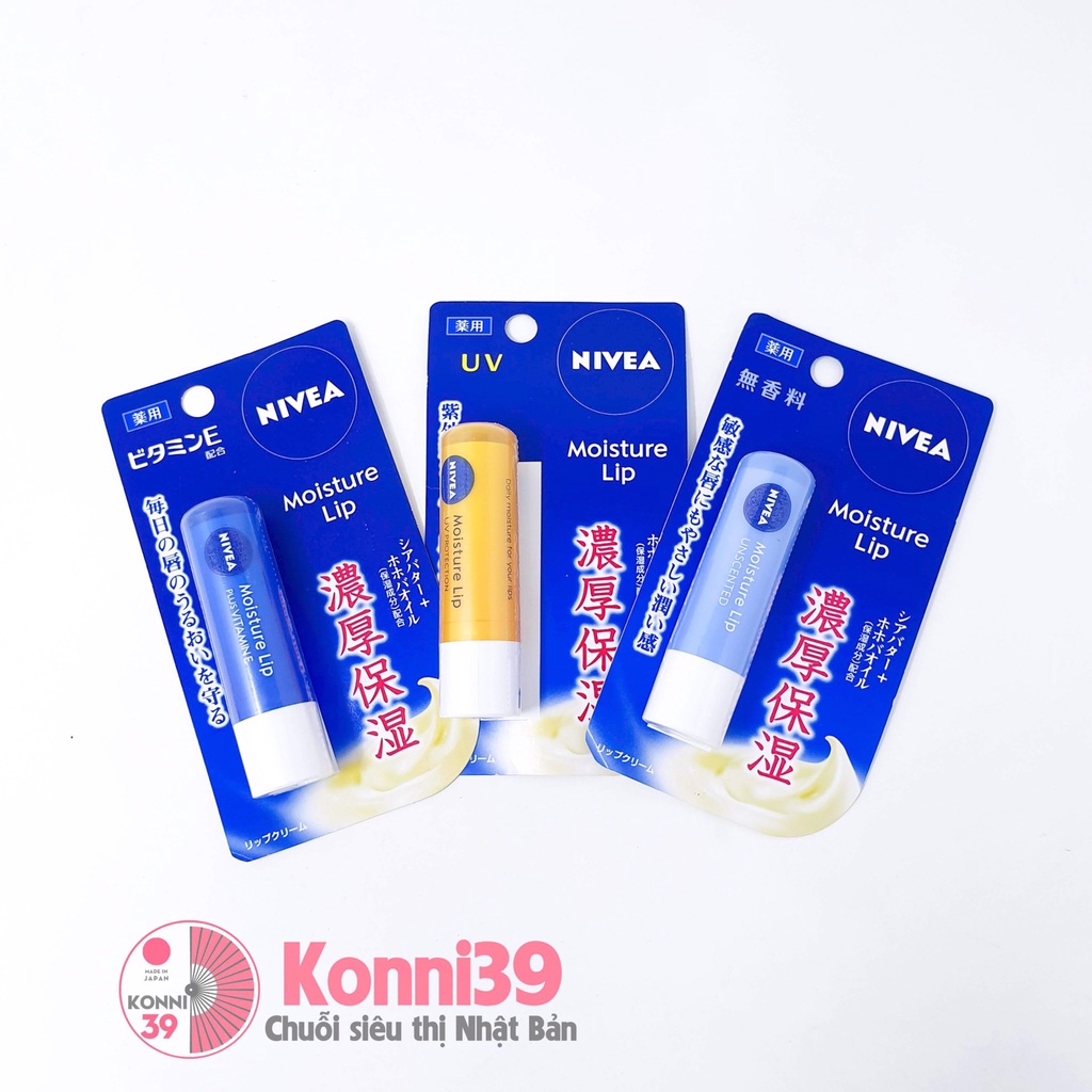 Son dưỡng môi Nivea Moisture Lip 3.9g (3 loại)