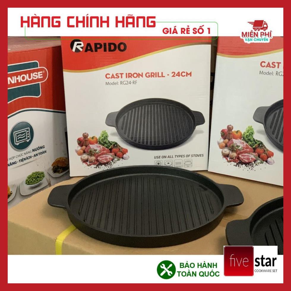 [HÀNG CHÍNH HÃNG] CHẢO NƯỚNG RAPIDO, CHẢO GANG NƯỚNG RAPIDO RG26-RF, RG24-RF DÙNG ĐƯỢC TRÊN MỌI LOẠI BẾP