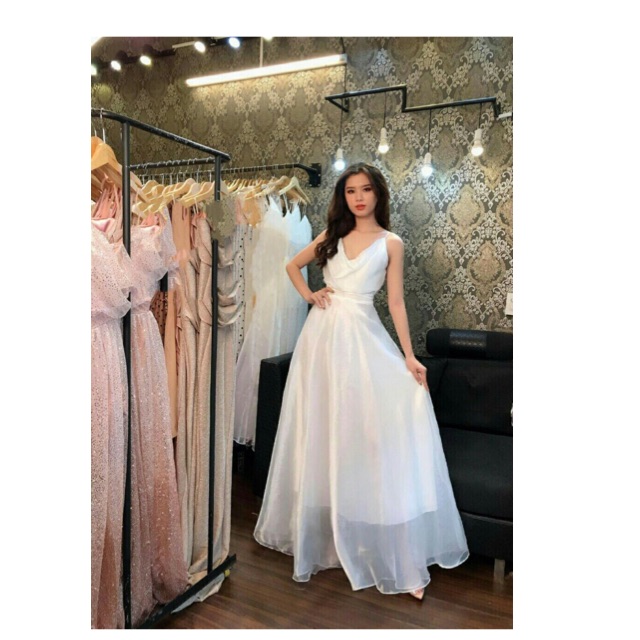 Đầm Maxi 2Dây Xoè Cổ Đổ
