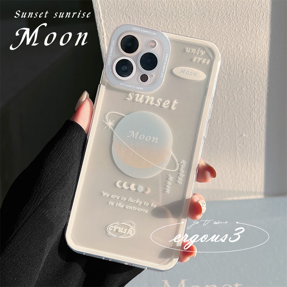 Ốp Điện Thoại Mềm Trong Suốt Họa Tiết Hành Tinh Mặt Trăng Cho iPhone 13 12 11 Pro Max SE2020 X XR Xs Max 7 8 Plus