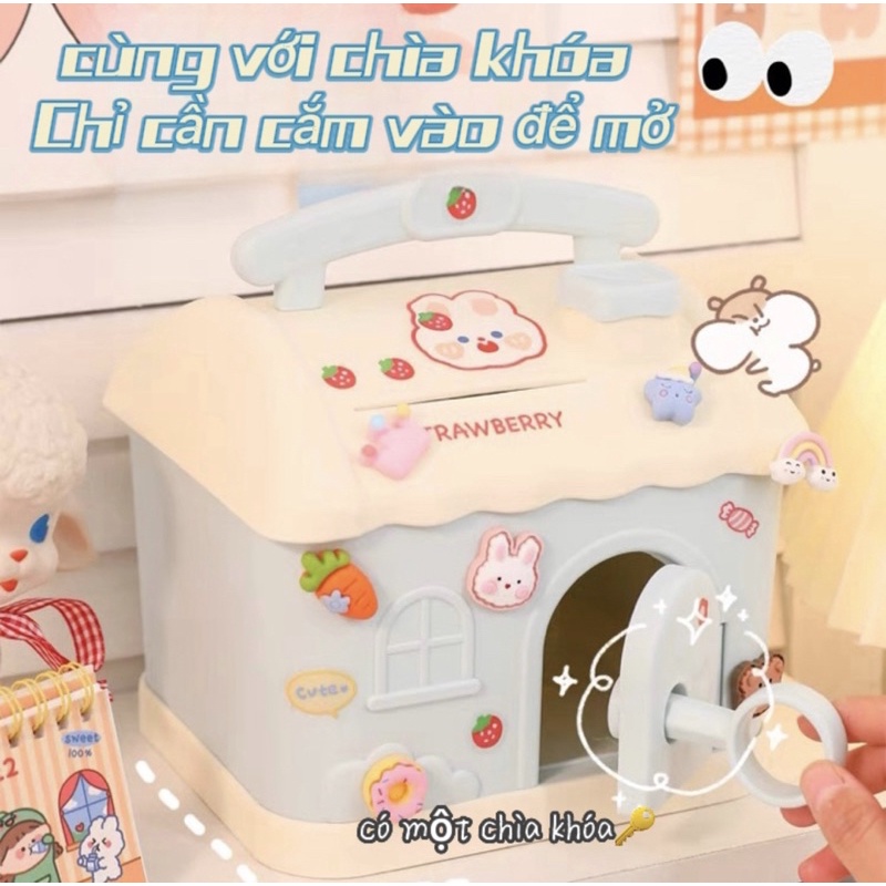 Ket mini Hộp đựng tiền tiết kiệm hình ngôi nhà dễ thương mẫu mới 2022