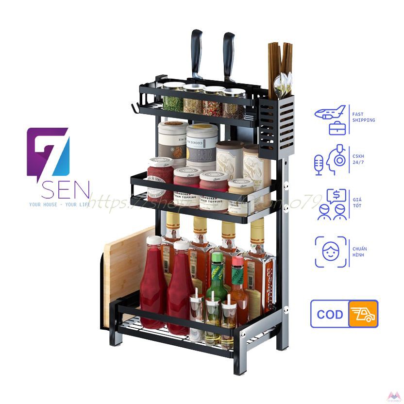Kệ Để Gia Vị Nhà Bếp Thế Hệ Mới, Hàng Loại 1 FULL Phụ Kiện