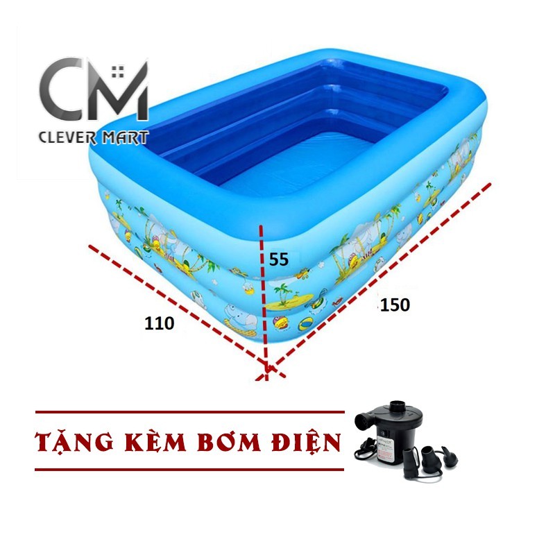 Bể bơi 1m5 đáy chống trơn trượt cho bé thích bơi lội