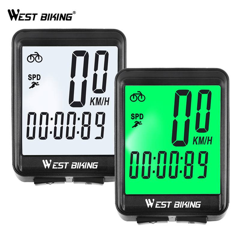 WEST BIKING Đồng hồ đo tốc độ không dây chống thấm nước có đèn LED cho xe đạp leo núi