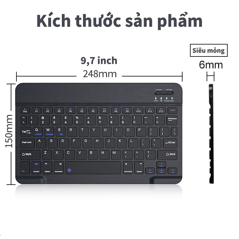 Bàn phím bluetooth không dây MiniV750B hỗ trợ Android Apple IOS iPad siêu mỏng chất lượng cao