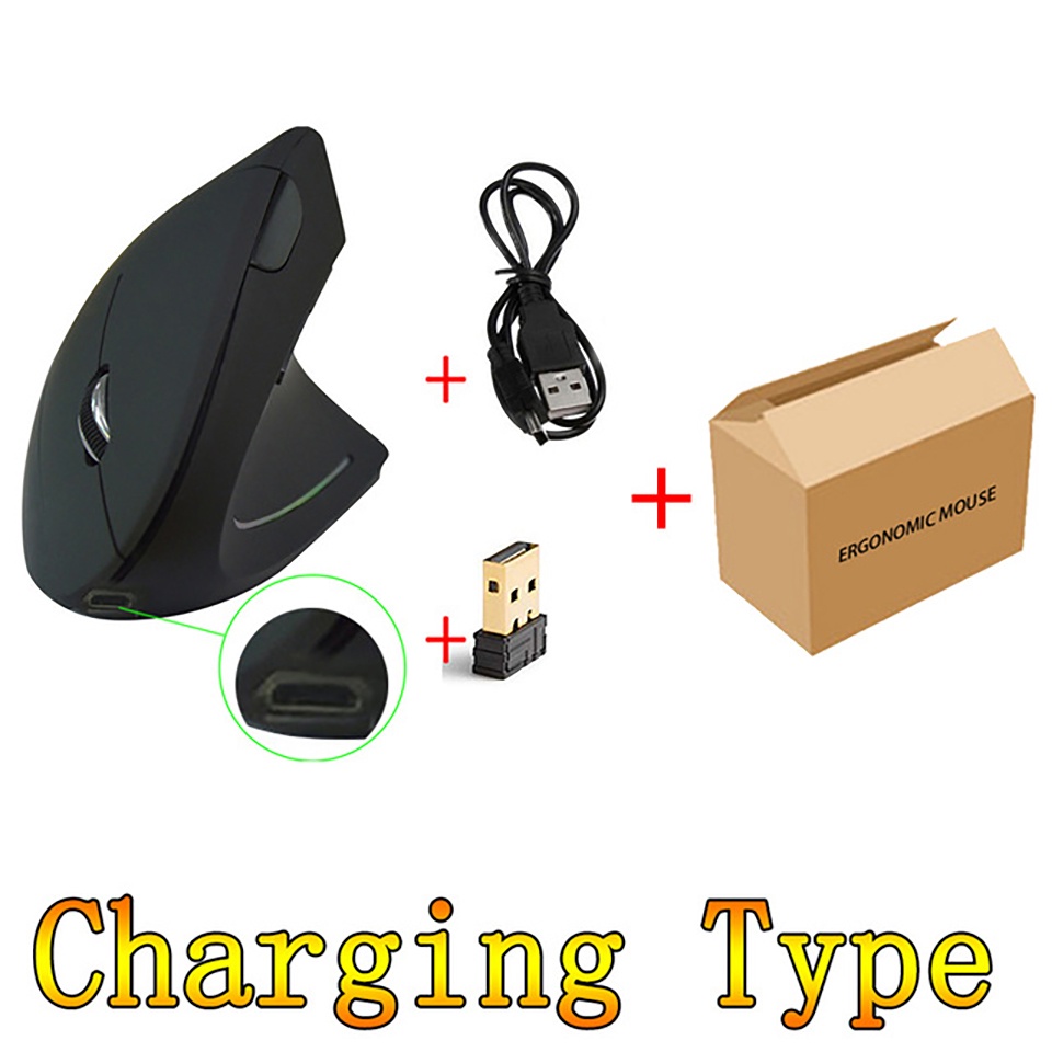 Chuột Quang Dạng Đứng Không Dây 2.4Ghz 6 Nút 2400 Dpi Cho Máy Tính