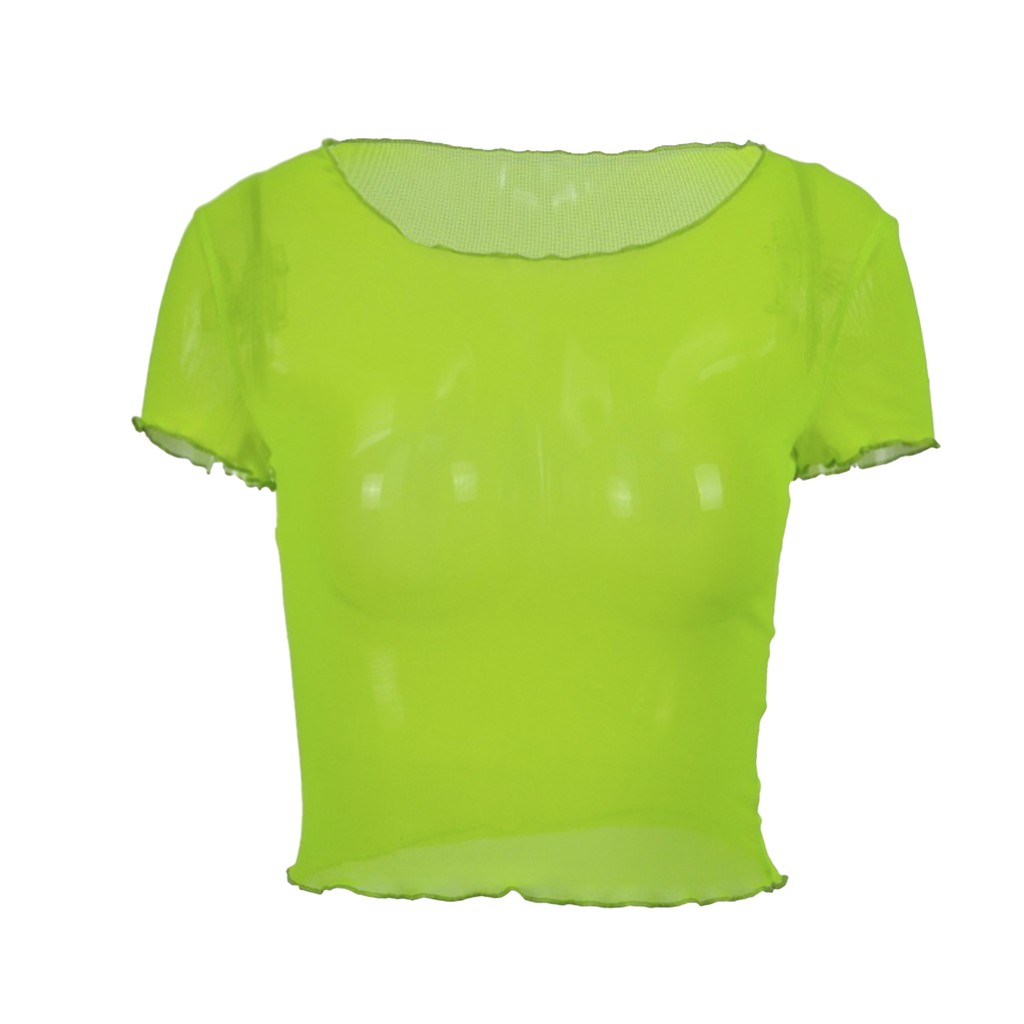 Áo croptop ngắn tay xuyên thấu gợi cảm dành cho nữ