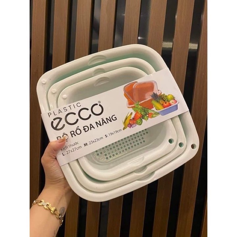 Bộ rổ nhựa kèm thau ECCO 6 món đựng thực phẩm rau quả đa năng - Set rỗ nhựa cao cấp 6 món 3 kích thước khác nhau