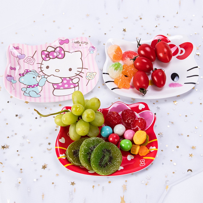 Đĩa melamine Nhỏ Hình Hello Kitty melody Mickey Minnie Sáng Tạo Vui Nhộn Cho Bé