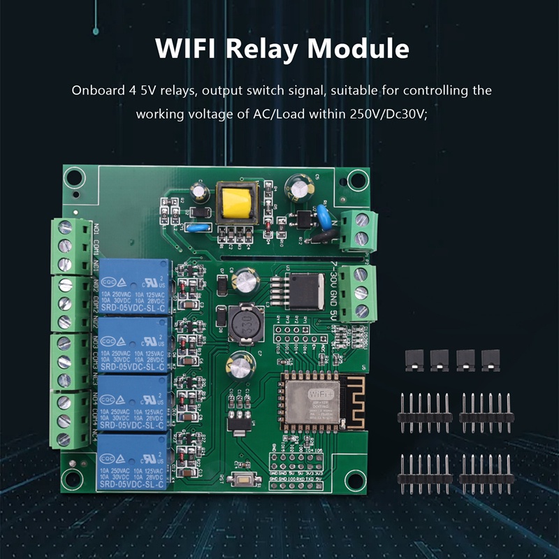 Mô Đun Rơ Le WIFI ESP8266 ESP-12F 4 Kênh AC90-250V / DC7-30V / 5V Chuyên Dụng Cho ARDUINO IDE Smart Home