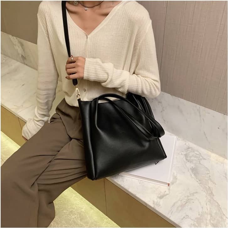 Túi tote da nữ có dây đeo chéo thời trang cỡ lớn