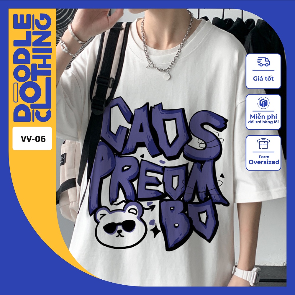 Áo thun nam nữ tay lỡ unisex oversize áo phông form rộng basic tee hình gấu cũng chữ cadspreombo