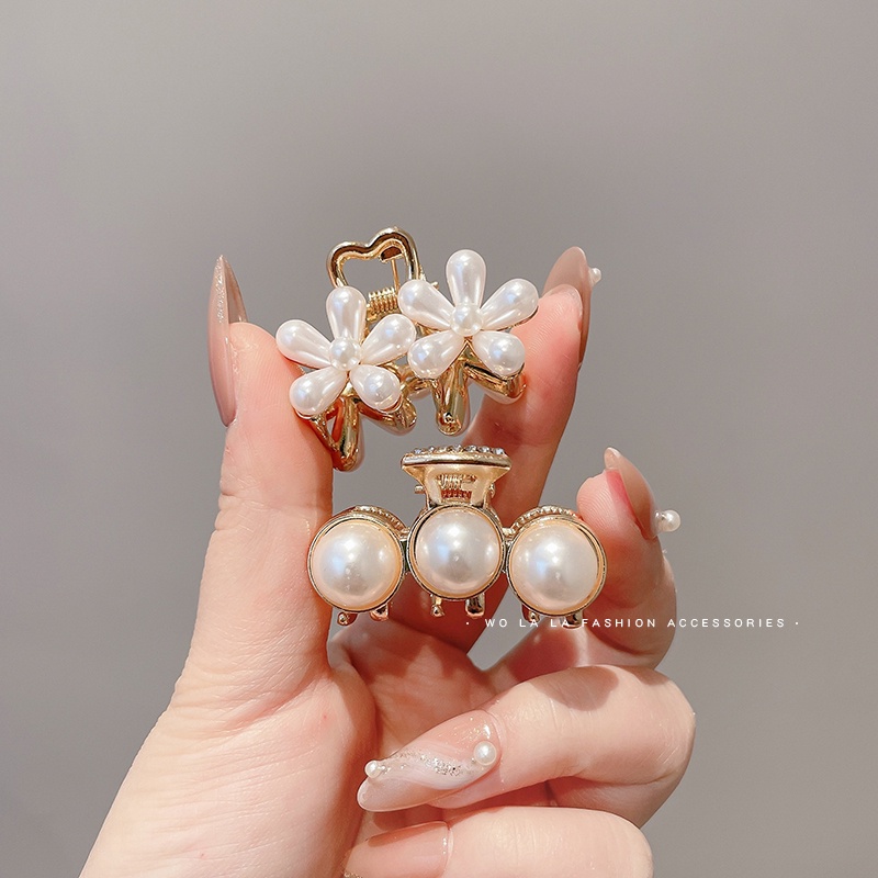 Kẹp Tóc Kim Loại Hình Nơ Đính Ngọc Trai Nhân Tạo Xinh Xắn