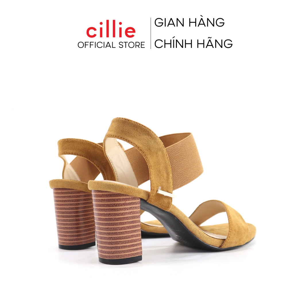 Giày sandal nữ quai ngang basic phối  mới lạ thời trang gót trụ 7cm đi làm đi chơi dạo phố Cillie 1010