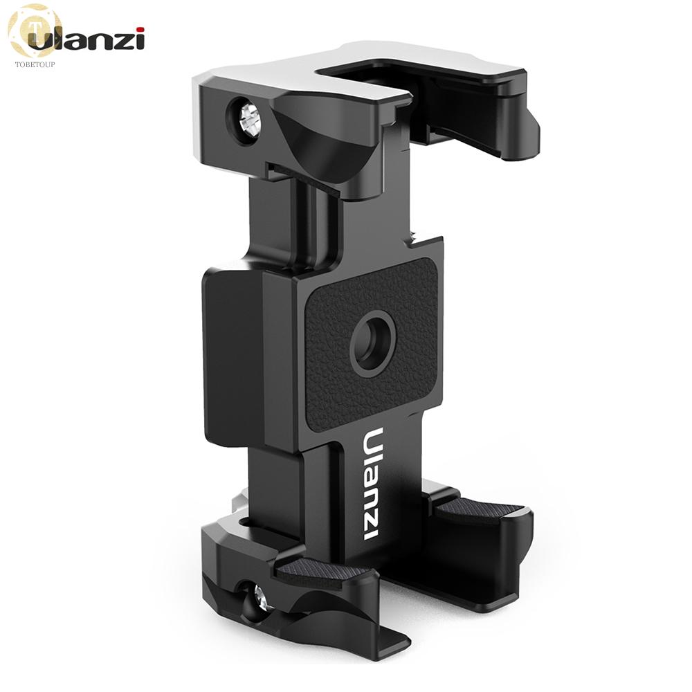 Shipped within 12 hours】 Ulanzi ST-15 2-in-1 Arca-Swiss Quick Release Plate Foldable Phone Holder Clamp Aluminum Alloy with Cold Shoe Mount 1/4 Inch Screw for DSLR ILDC Camera Smartphone Phone Holder [TO]