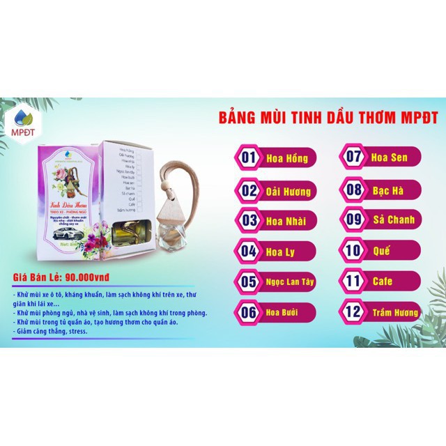 Tinh dầu treo xe ngân bình,treo xe ô tô,treo phòng ngủ, nhà vệ sinh tạo cảm giác dễ chịu, chống mệt mỏi, say xe buồn nôn