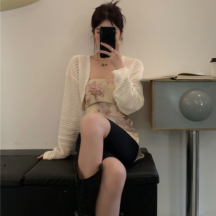 Áo Khoác Cardigan Chống Nắng Mỏng Dáng Ngắn Tay Dài Thời Trang Mùa Hè Cho Nữ